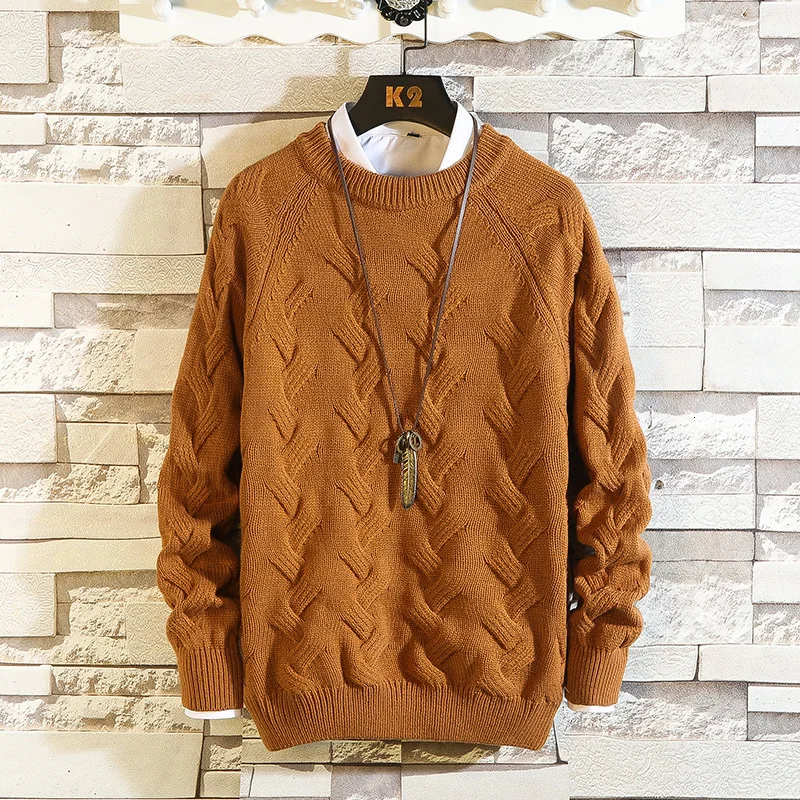 Winter Thick Sweater Men Warm Fashion Solid Color Casual Knit Sweaters Male Sweter Clothes Loose Long-sleeved Pullover Men M-2XL Winter Thick Sweater Men Warm Fashion Solid Color Casual Knit Sweaters Male Sweter Clothes Loose Long-sleeved Pullover Men M-2XL