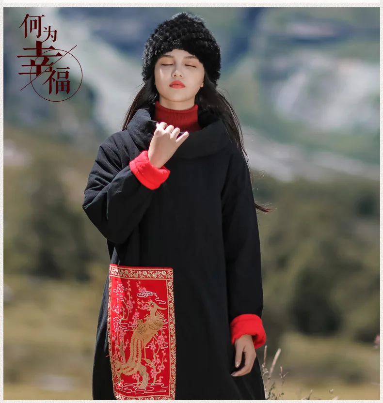 LZJN Winter Coat Warm Women's Jacket Cotton-padded Clothes Heap Collar Fashion Outerwear Embroidery Long Jacket Parka Plus Size  (14)