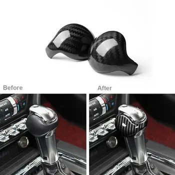 

2pcs Carbon Fiber Gear Shift Knob Cover Interior Car-Styling For Ford Mustang