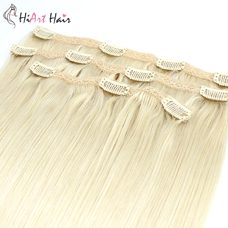 

HiArt 140g Hair Clip Extension In Human Remy Extension Double Drawn Clip In Hair Full Head Double Weft Extensions 18"20"22"