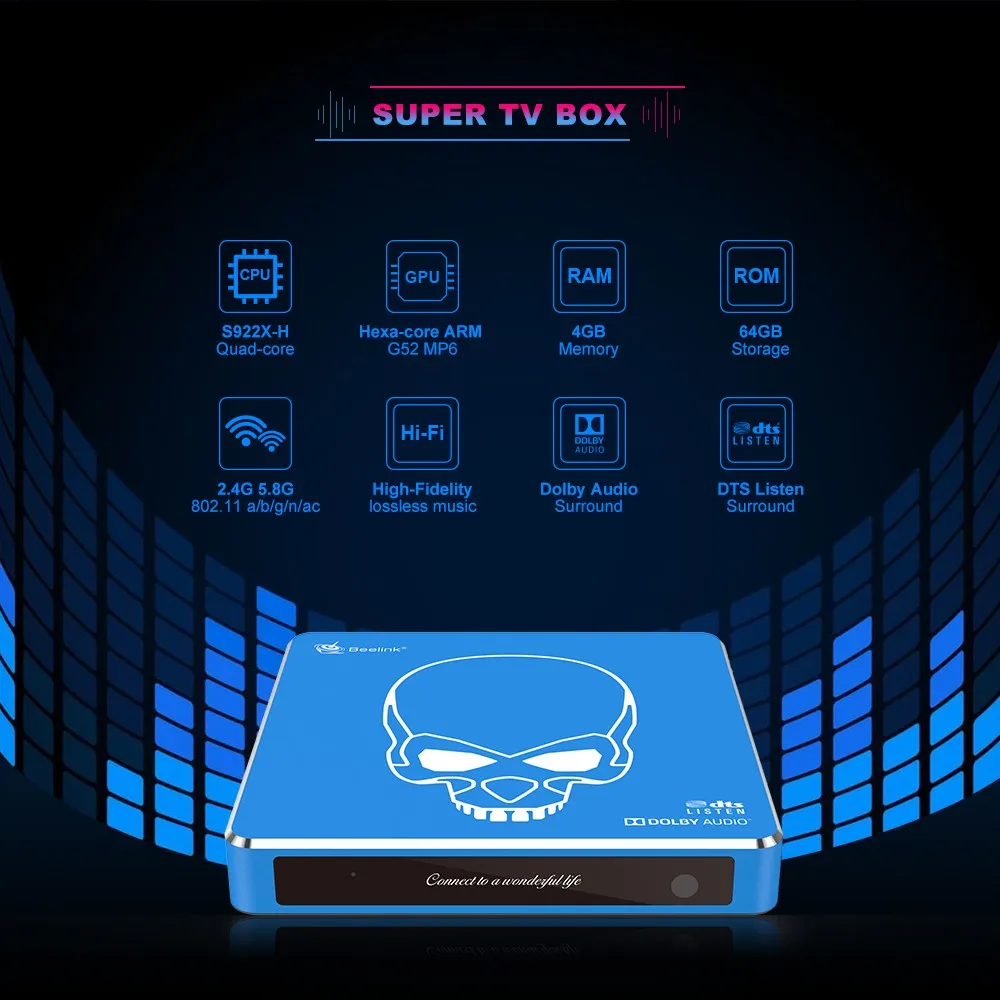 Beelink GT-King Pro Smart tv BOX Hi-Fi Lossless Amlogic S922X-H Hexa Core Android 9,0 4 Гб ОЗУ 64 ПЗУ DTS прослушивание Dolby Audio 4K