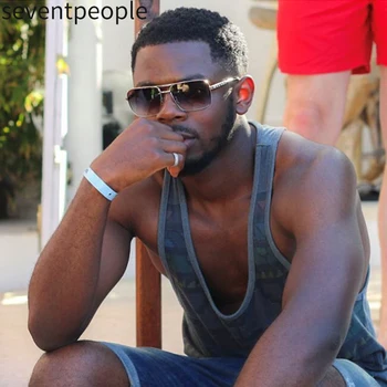 

2020 Fashion Square Sunglasses Men Retro Flat Top Sun Glasses Vintage Frames Mirror Eyewear Metal UV400 Ultra-Light