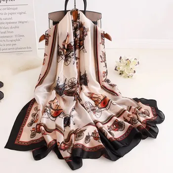 

New style Chinese quality silk women fashion Spring summer autumn and winter lady beach silk print shawl beautiful Head scarf