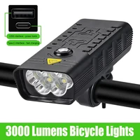 Bike HeadLight 10000mAh USB Rechargeable 3000 Lumens With Type C Cable Front Back Rear LED Light Super Bright Bicycle Head Light