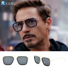 Солнцезащитные очки «Железный человек», Мстители, Робер Дауни Jr, Тони Старк, мужские роскошные брендовые дизайнерские Квадратные Солнцезащитные очки, мужские солнцезащитные очки