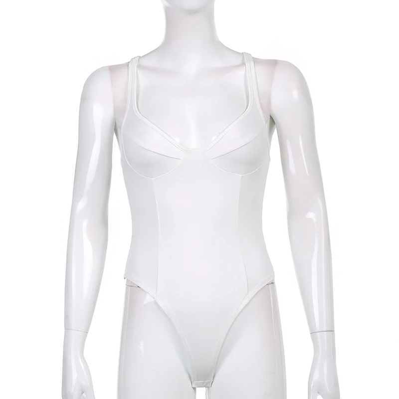 Sleeveless Sexy Strap Bodysuit Summer Backless Bodycon Short Jumpsuit Ladies Casual Black White V Neck Body Suit Top