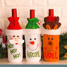 3 шт ткань Рождественская ткань крышка бутылки вина Санта-Клаус вино прекрасное украшение с шапка одежда Красный Футляр для бутылки вина#5AU6