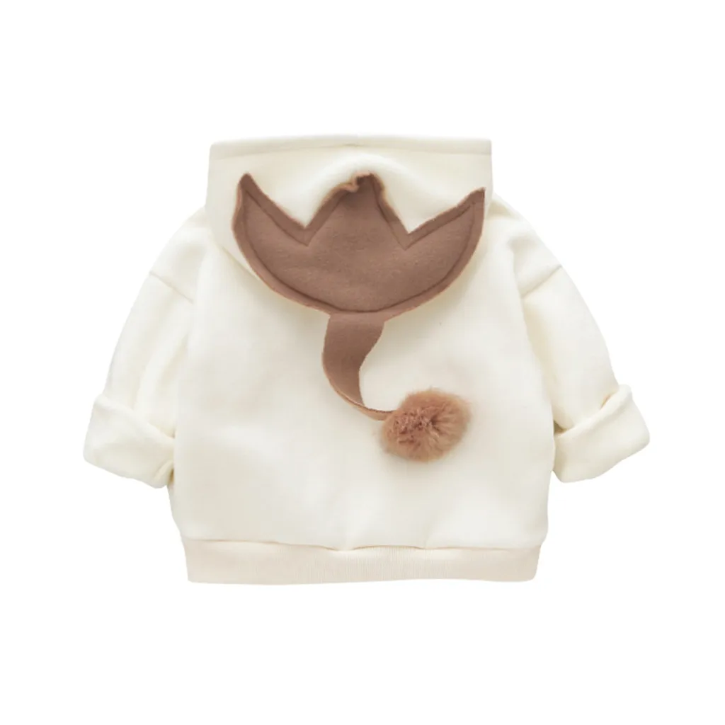 Одежда с длинными рукавами для маленьких девочек; зимний флисовый хлопковый свитер с капюшоном; футболка; повседневные плотные толстовки в стиле пэчворк для малышей; пуловер - Цвет: White