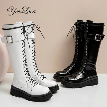 

Glitter Platform Boots Women Ankle Shoes Leather Motorcycle Boot Thick Sole Gothic High Heels Lace Up Zip Combat Punk Boot