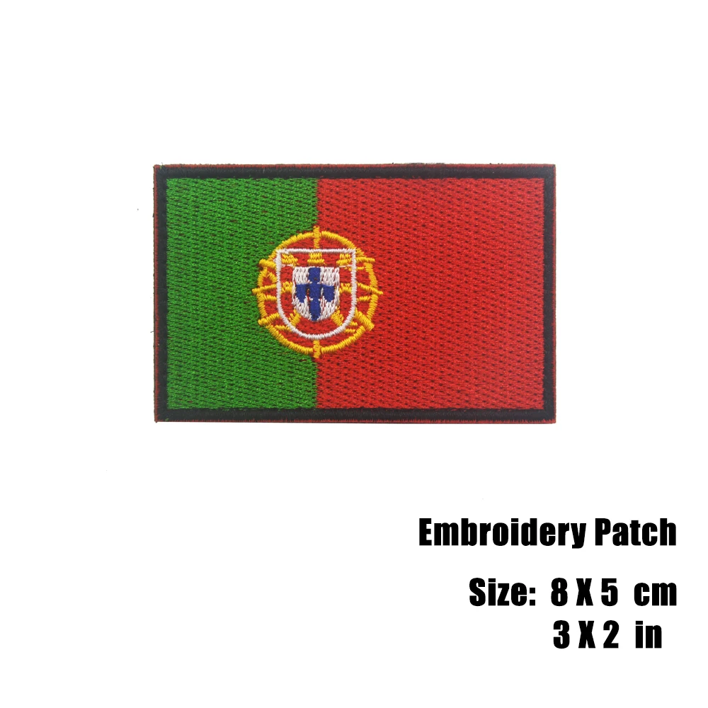 3D Embroidery Patch Portugal Flag Military Green Hook and Loop Tactical Emblem Badges Applique Embroidered Patches Drop Shipping 