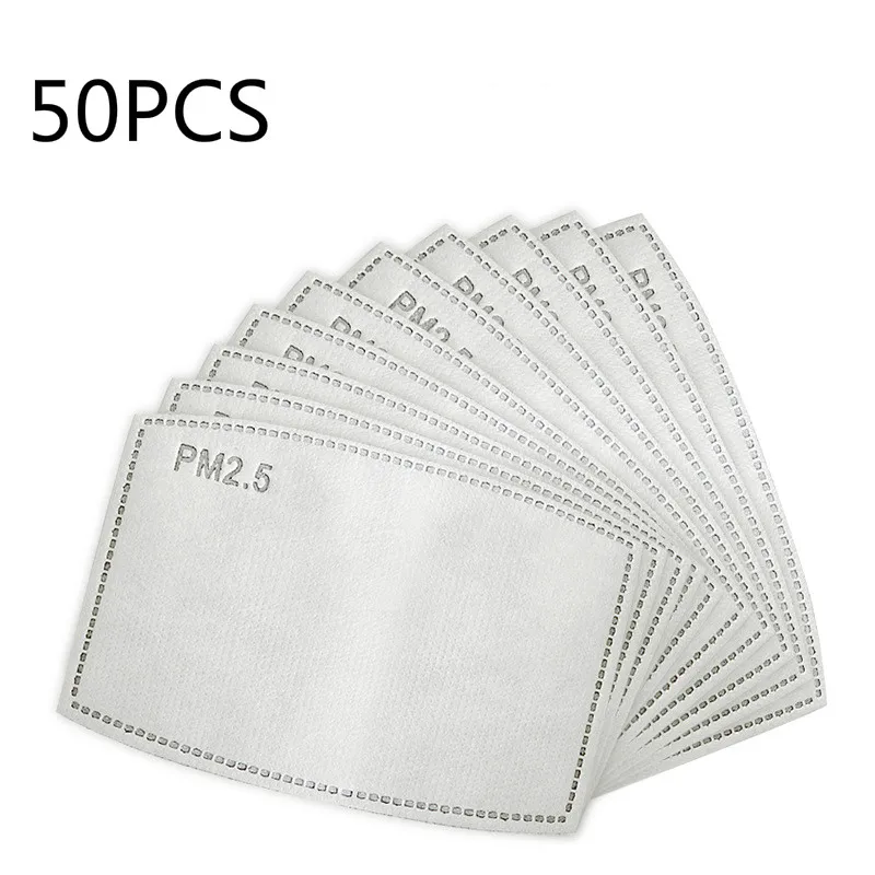 

50 PCS PM2.5 Filter Paper Anti Haze Mouth Mask Anti Dust Mask Activated Carbon Filter Paper for Adult Mouth-muffle