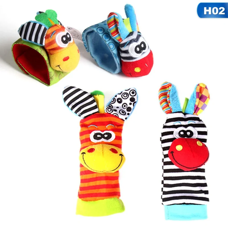 H02 Детские игрушки-погремушки для детей от 0 до 12 месяцев, Мультяшные животные, погремушки на запястье и носки для ног, развивающие игрушки - Цвет: H02