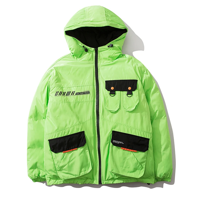 green parkas Мужские зимние толстые парки с капюшоном, куртки в стиле хип-хоп, камуфляжная ветровка, уличная одежда унисекс, хлопковые пальто с подкладкой, теплая одежда оверсайз - Цвет: green parkas