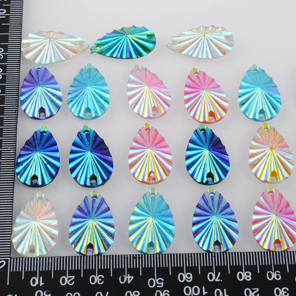 BOLIAO AB Color 20Pcs 16*27mm ( 0.63*1.06in ) Drop Shape Acryl Sew On 2 Hole Rhinestone Flatback Clothes Home Decor DIY | Дом и сад