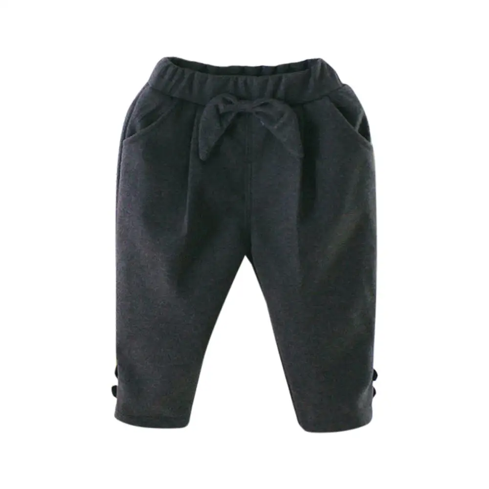 Детские весенние хлопковые брюки для девочек милые однотонные штаны с милым бантом и оборками - Цвет: 12