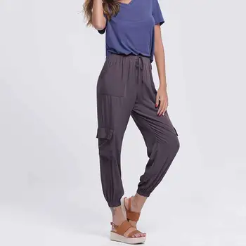 

Casual Pants Women Multi-pocket Ankle Tied Loose Drawstring Sport Cargo Pants Trousers