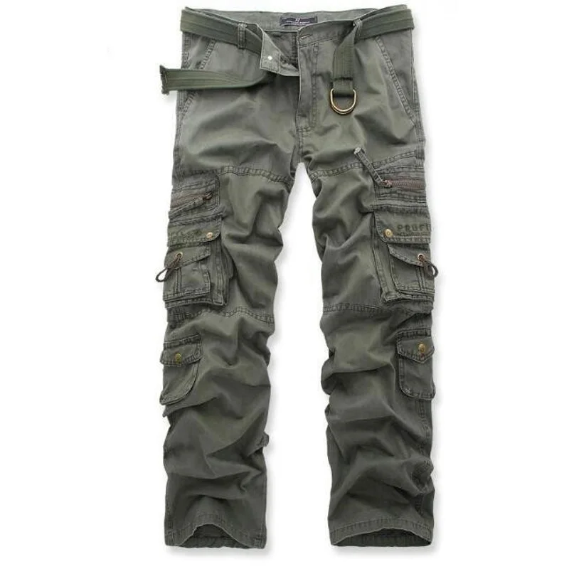 Men's Cargo Pants Casual Mens straight-leg Cotton Pants Multi Pocket Overall Men Outdoors Trousers Plus size