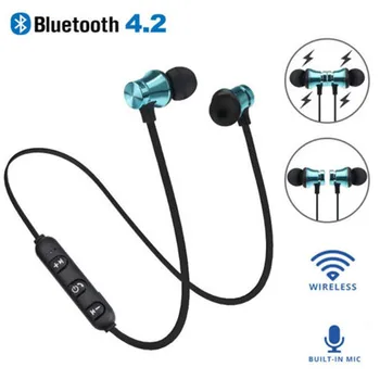 磁気デザインネックバンドの Bluetooth イヤホンワイヤレスヘッドホンステレオイヤフォンノイズキャンセルヘッドセットマイクと充電ケーブル