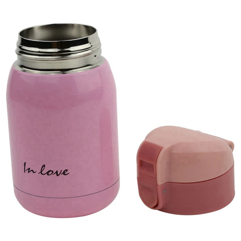 2Pcs Mini Stainless Steel Big Belly Thermos Bottle(SKY BLUE/PINK)200Ml