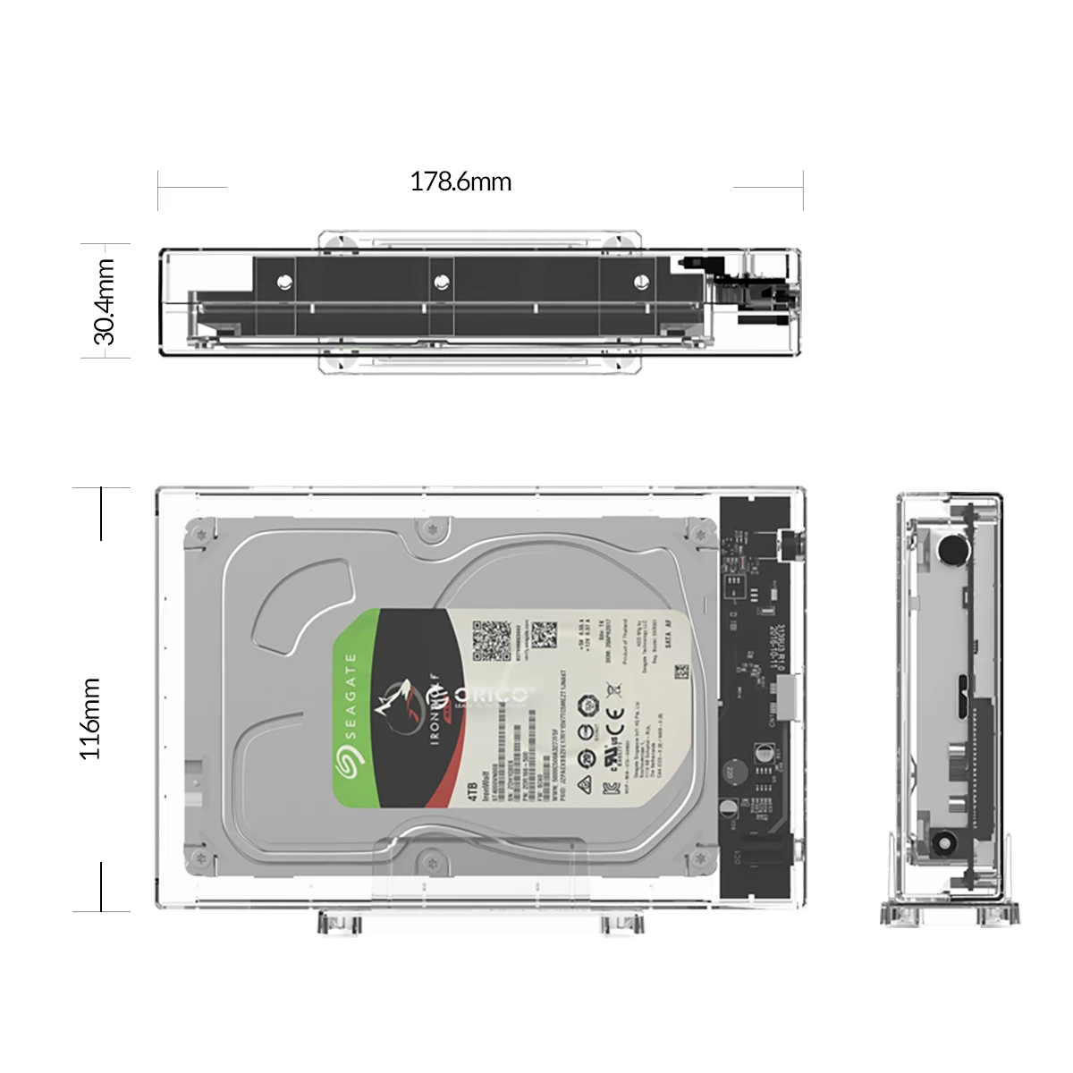3.5 hdd enclosure ORICO Transparent 3.5'' HDD Case for 2.5/3.5 inch SSD HDD Box Hard Disk Case SATA to USB 3.0 Hard Drive Enclosure Support 16TB external hard drive enclosure 3.5 HDD Box Enclosures