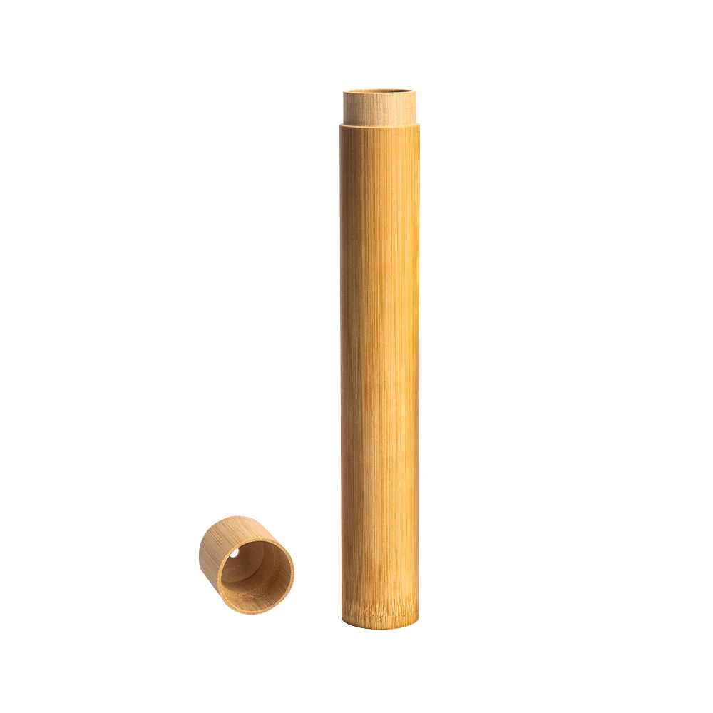 Натуральная Экологически чистая бамбуковая трубка 21 см для зубных щеток Дорожный Чехол ручной работы бамбуковая подставка для зубных щеток портативная дорожная упаковка
