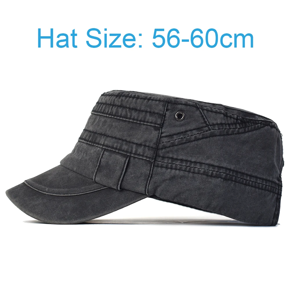 Washed Cotton Military Caps Flat Top Hat Adjustable Men Women Casual Unique Design Vintage Baseball Cap Outdoor
