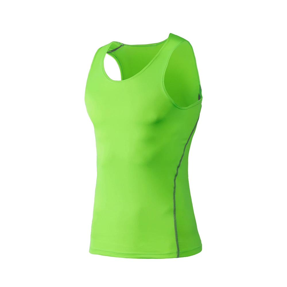Fashion Fat Male Training Polyester 7 Colors Sport Fitness Gym Athletic Shirts Sleeveless Tops Sport Vest Comfortanble S-3XL - Color: fluorescent green