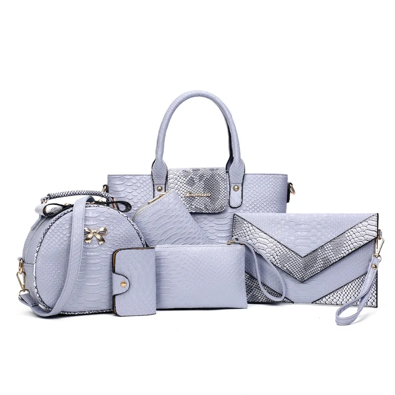 

2018 New Style Fashion Women's Different Size Bags Six Pieces Set Modern And Trendy/women Large Bag Snakeskin Crocodile Pattern