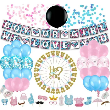 

Gender Reveal Party Decoration Prop Balloon Banner Sets 36inch Latex Black Balloon Sequin Confetti Balloon Gender Reveal Banner
