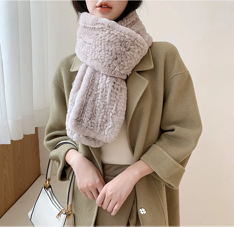 Free Shipping New Genuine Rex Rabbit Fur Scarf 8 Colors Knitted Fur Shawl Winter Real Fur Poncho Wholesale Retail OEM