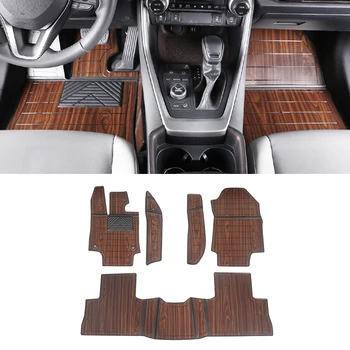 

Car Accessories Floor Mats Set for Front 2nd Row Synthetic Wood Tray Wooden Pad Foot Mat Carpets for Toyota RAV4 XA50 2019 2020