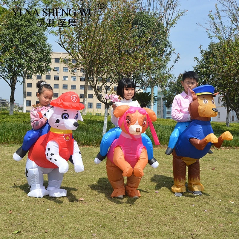 

New Kids Children Purim Dogs Inflatable Costumes Boy Girls Doggy Carnival Halloween Cowboy Ride on Dog Costumes Cosplay Disfraz