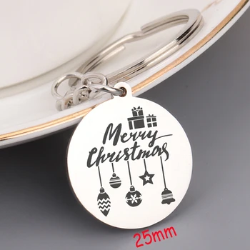 

For Christmas Dangle Round Keychain Gift Stocking Stuffer Fashion Christmas Tree Decoration Charm Jewelry