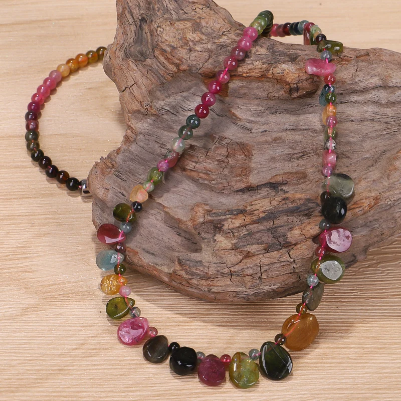 Handmade Tourmaline Natural Stone Choker Necklace With Raindrop Pendant Princess Necklace For Women Birthday Gift Jewelry