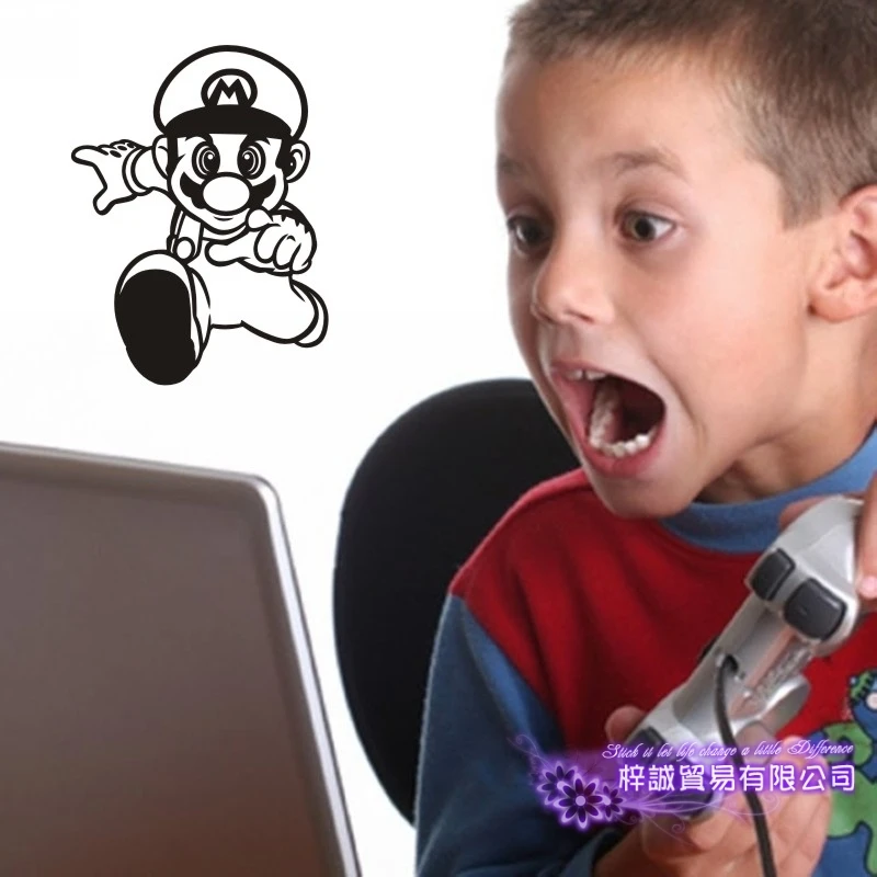 Super Mario Video Game Sticker Play Game Room Decal Gaming Posters Gamer Vinyl Wall Decals Parede Decor Mural Video Game Sticker