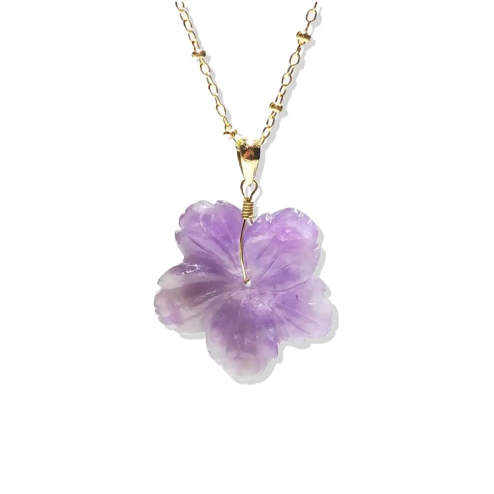 Lii Ji Natural Stone Real Amethyst Flower 925 Sterling Silver Pendant Approx 25-27mm Without Necklace Lii Ji Natural Stone Real Amethyst Flower 925 Sterling Silver Pendant Approx 25-27mm Without Necklace