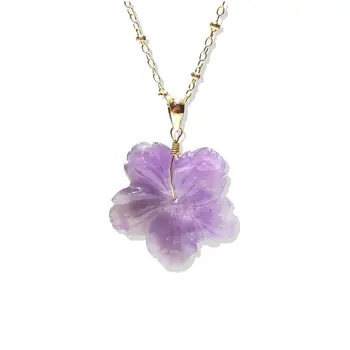 

Lii Ji Natural Stone Real Amethyst Flower 925 Sterling Silver Pendant Approx 25-27mm Without Necklace