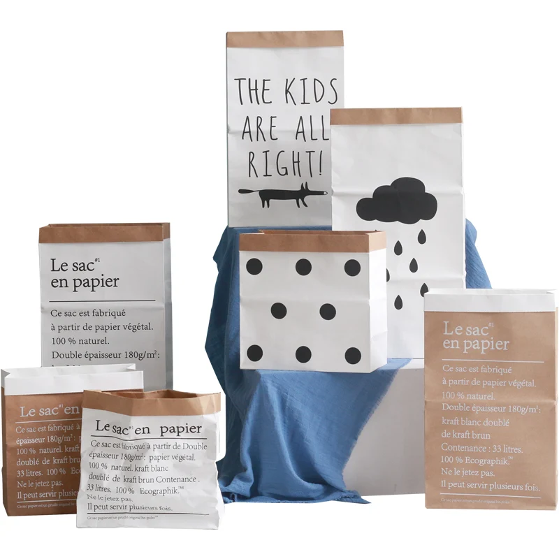 Скандинавские ins двухслойные крафт-бумажный мешок растения цветочные вазы сумки для хранения Luandry домашняя корзина для хранения организации