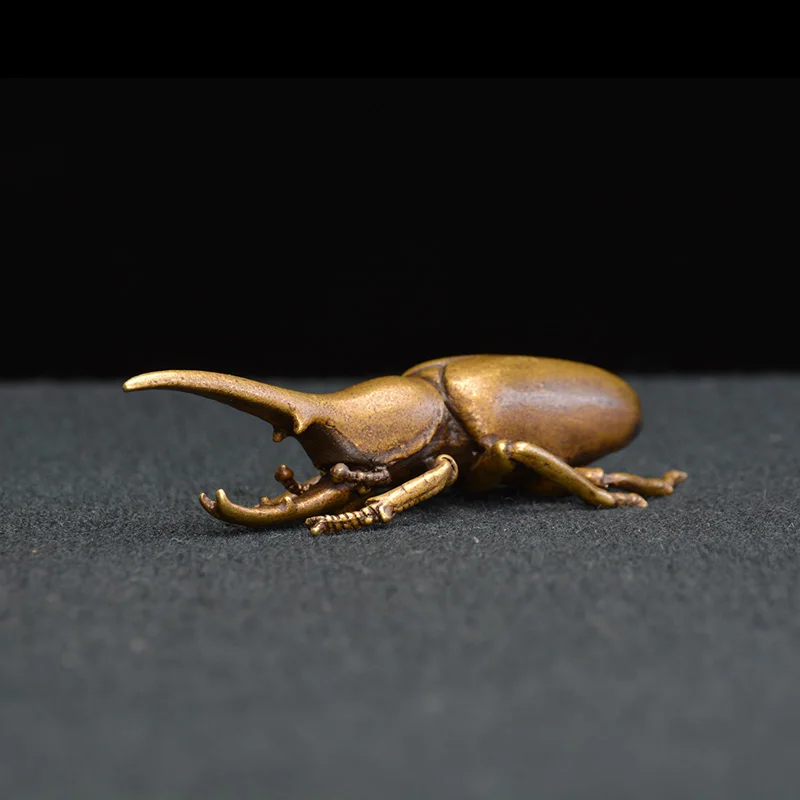  Vintage Copper Insect Tea Pet Japanese Rhinoceros Beetle Small Ornaments Brass Dynastes Hercules Ho