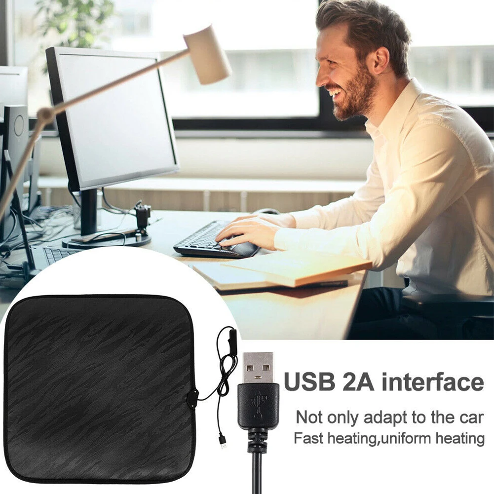 Домашняя USB нагревательная офисная аксессуары зимняя теплая подушка для автомобильного сиденья универсальная 12 В 24 В квадратная Подушка Нескользящая переключатель управление Складная
