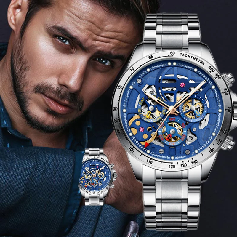 

2020 Automatic Mechanical Men watch HAIQIN Mens Watches Top Brand Luxury Business Waterproof Military Sport Clock reloj hombre