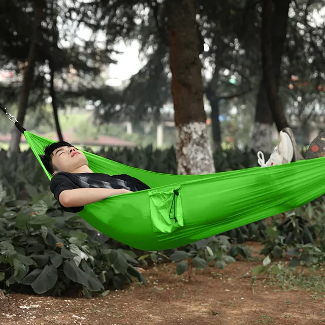  Hann Hamaca de camping portátil con mosquitera, paracaídas de  tela de nailon, hamaca ligera para playa, viajes, senderismo, montaña,  aventura, selva al aire libre (verde) : Deportes y Actividades al Aire