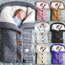Newborn Baby Winter Warm Sleeping Bag Infant Button Knit Swaddle Wrap Swaddling Stroller Wrap Toddler Blanket baby Sleeping Bag