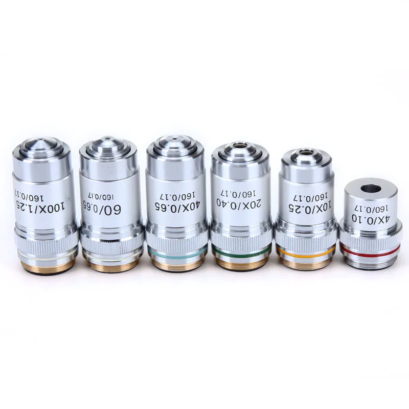 

4X 10X 20X 40X 60X 100X ахроматический объектив 195 мм фотообъектив длиной 160 мм Биологический микроскоп объектив