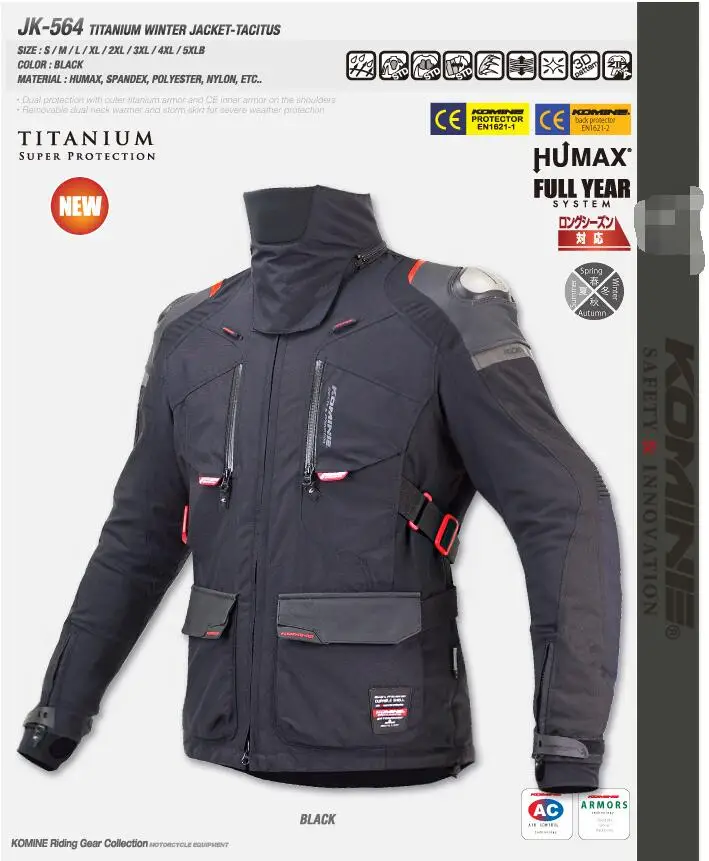 

new Komine JK564 Motorcycle ATV Bike Off-road Jackets Motorcycle Winter Windproof Warm Jacket With Neck Protector