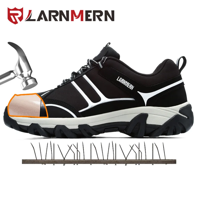 

LARNMERN Mens Work Shoes Steel Toe Safety Shoes Comfortable Lightweight Anti-smashing Non-slip Construction Protective Footwear