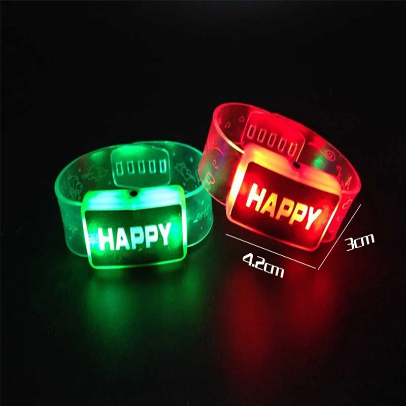 led party HAPPY LED bracelet Light up Bracelet luminous bracelet for christmas party wedding decoration unicorn party (4)