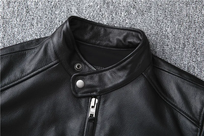 YR!Free shipping.super sales.classic biker genuine leather jacket.cool slim cowhide coat.men fashion leather jacket.plus size