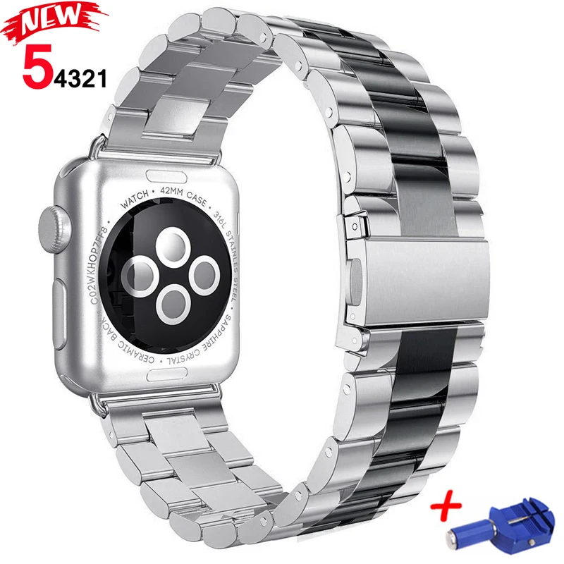 Ремешок из нержавеющей стали для apple watch band 5 4 44 мм 40 мм correa 42 мм 38 мм iwatch series 3 2 band Link браслет аксессуары для часов
