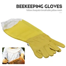 Beekeeping Gloves Protective Sheepskin Netted Mesh Gloves Goatskin Vented Beekeeper Anti-bee Long Sleeves bee keeping equipment